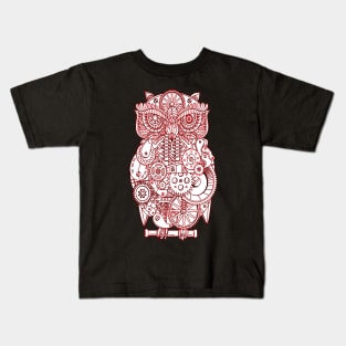 Cool Red Steampunk Owl For Owl Lovers Kids T-Shirt